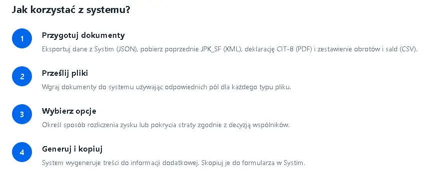 generator bilansu dla systim