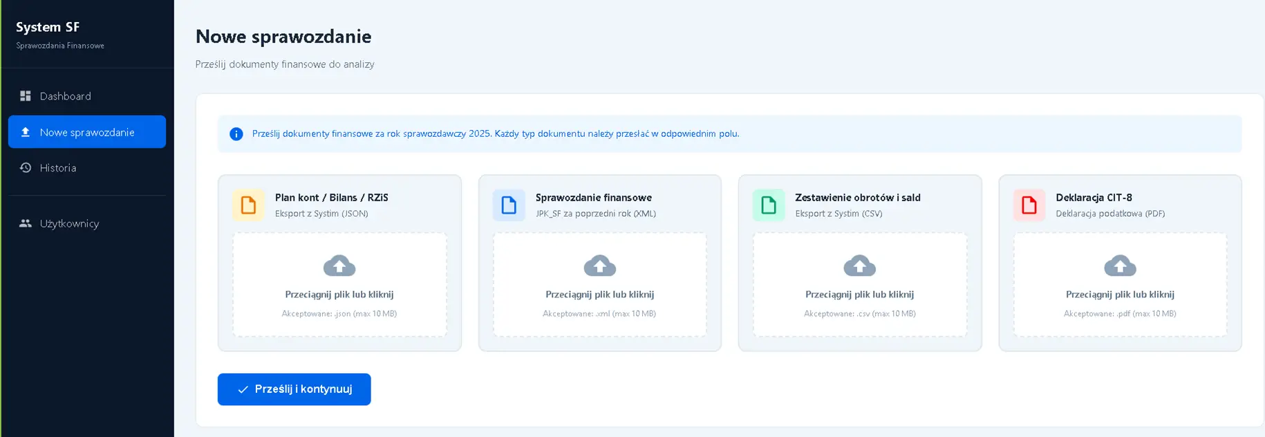 pomoc systim przy wypełnianiu sprawozdania finansowego